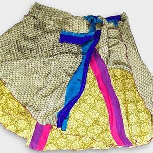Ganesh Himalaya Womens Wrap Skirt One Size Adjustable Butter Yellow Silk Reverse